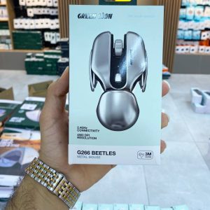 ماوس فلزی بی سیم گرین لاین مدل GREEN LION Beetles G266 اصلی - نقره ای